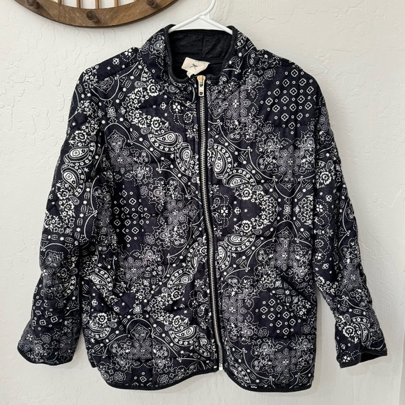 Hayden Girls XL Quilted Paisley Western Puff Zip Jacket Gray White - Picture 2 of 13